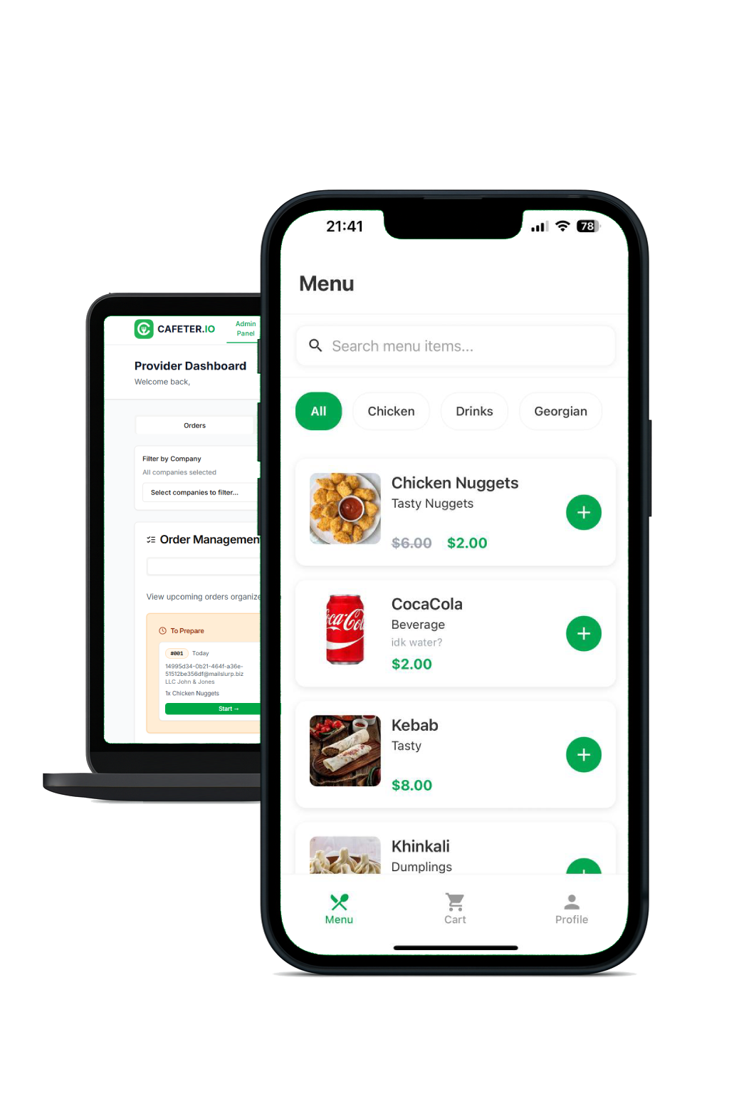 Cafeter.io dashboard